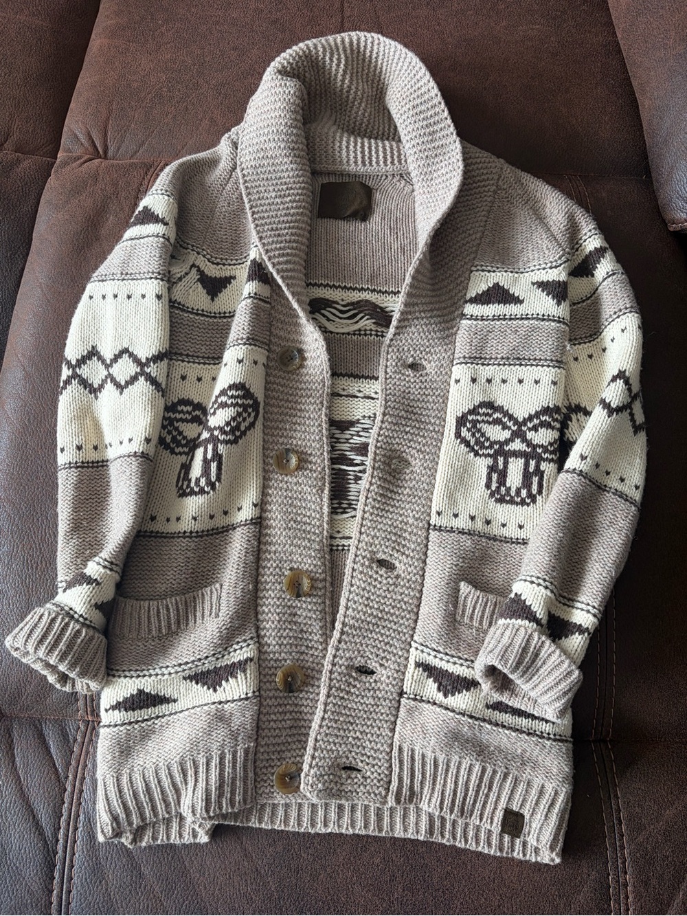 Tna vintage sea to sky lambswool Cardigan Sweater - Taupe and Cream